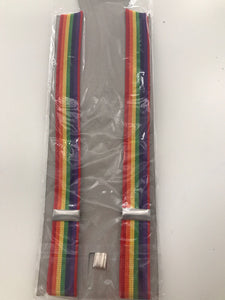 Men Lady Adult Girl Costume Party Rainbow Colorful Stripe Brace Suspender belt