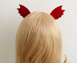 Women Girl Red Devil bat Ear Halloween Costume Party Hair Headband Band PROP