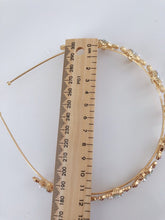 Women Little Flower Floral Gemstone Crystal Gold Hair Head Band Hoop Headband