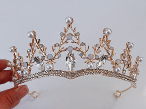 Women Gold Color Woodland Rustic Wedding Bride Party Hair Headband Crown Tiara