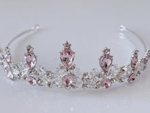 Children Flower Girls Birthday Party Pink Crystal Silver color Tiara Hair Crown