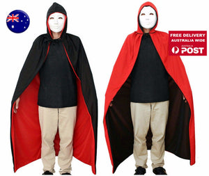 Woman Girl Boy Halloween Cape Cloak Vampire Witch Fancy Costume Black/red 150cm