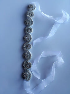 Women Lady White Wedding Bride Crystal Embroidery lace Hair head Headband Prop