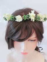 Women wedding Cream White Flower leaf  Greenery Hair Headband Crown Garland