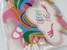 Girl Kids Unicorn pony rainbow Birthday Party Selfie Photo Booth Prop Game Signs