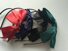 Women Girls Office Lady School Color Satin Ribbon Bow hair headband band Hoop