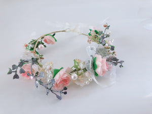 Pink flower Girl Women Wedding Floral Party Hair Headband Crown Garland tiara