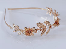 Women Girl Gold Rose Pearl Leaf Party Hair Head Band Headband Hoop headpiece