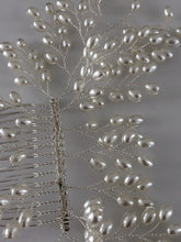 Women Prom dance headpiece Bride wedding Pearl Comb Silver hair Head accessory