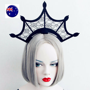 Women Girl Gothic Black Crown Halloween Vampire Queen Party Hair Headband Prop