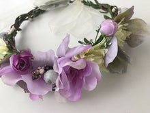 Women flower Girl wedding Purple bride Party Hair Headband Crown Prop Garland