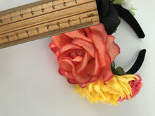 Women BLACK orange flower Halloween Bride Party Hair Headband tiara Prop Garland