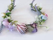 Women Wedding Retro Purple Blue Halo flower Hair Headband Crown Garland Wreath