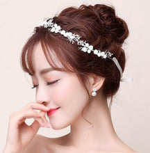 Women White Little Daisy flower wedding Bridal Hair Headband ribbon Garland