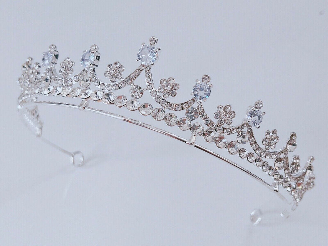 Women Wedding Crystal Silver Zircon Simple Hair Band Headband Hoop Tiara Crown