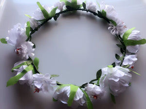 Women Lady White Flower wedding Hair Head Tiara Headband crown Garland Wreath
