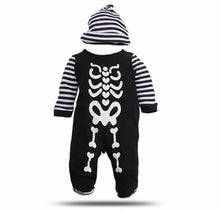 Baby Kid Boy Halloween Skull Skeleton Party Costume Romper Bodysuit Hat Set 0-12