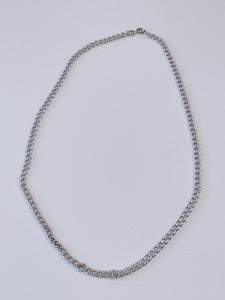 Men silver color Stainless steel Titanium plated Flat Thick Chain Necklace 55cm