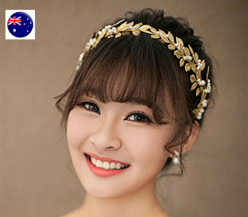 Women Girl Gold Leaf Wedding Bride Party Hair Headband Crown Tiara Prop Hoop