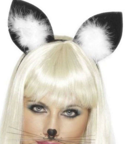 Women Lady Girl Black Fluffy feather Kitty Cat Ears Party Hair Headband band