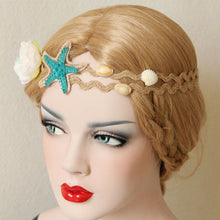 Women Blue Girl Mermaid Sea Star Shell Pearl Hair Headband crown Prop Garland