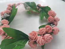 Lady Pink flower Girl Wedding Party Hair Headband Crown Garland Prop bracelet
