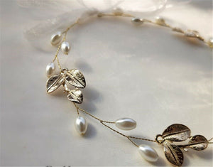 Women Flower Girl Pearl Leaf slim simple wire Hair Head band Hairpiece Tiara