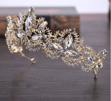 Women Gold Rhinestone Crystal Wedding Bride Party Hair Headband Crown Tiara