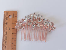 Women Rose Gold Crystal Flower Leaf Bride Hair Comb hair Jewellery Clip Pin