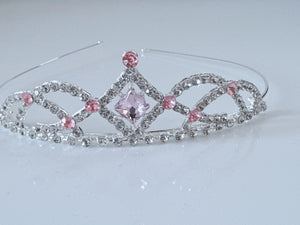 Flower Girls Kid Children Pink Crystal Rhinestone Princess Birthday Tiara Crown