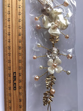 Women wedding Beige Daisy Flower Girl gold leaf Hair Band Headband hairpiece