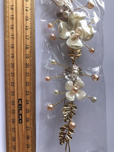 Women wedding Beige Daisy Flower Girl gold leaf Hair Band Headband hairpiece