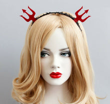 Women Girl Red Devil Fork Ear Halloween Costume Party Hair Headband Band PROP