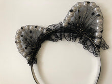 Women Girl Black Fancy Lace Pearl Cat Ears Party Hair Head Headband band hoop
