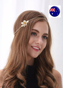 Women Girl BOHO flower Gold Rose wedding Party Hair chain head band Headband