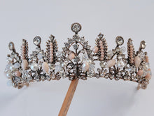 Women Bride Wedding Party Beige Crystal Rhinestone Bronze Retro Tiara Crown