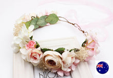Women Flower Girl BOHO wedding Pink Flower Hair Headband crown Prop Garland