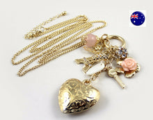 Women Bohemia Retro Gold color Heart Rose Key Bow Eiffel tower Long Necklace