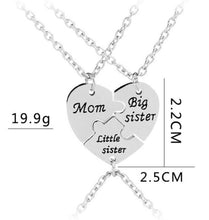 Girl Heart Split Jigsaw Big little SISTER Mom Gift Mum Necklace sisterhood Set