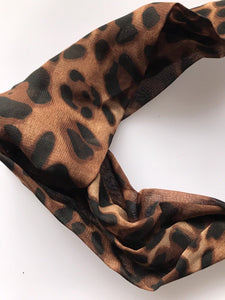 Women Lady Girl Brown Leopard Cross boho retro Headband Hair Band bandana wrap