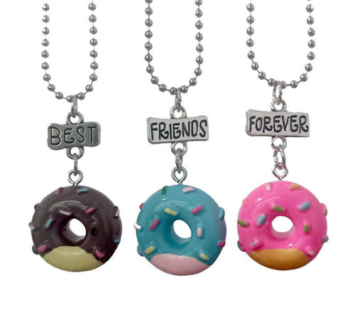 Girl Children BFF 3 Best Friends Forever Sweets Donut Pendant Necklace Gift her