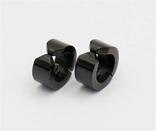 Men lady Black Hoop Stainless Steel Fake Earrings clip on no ear hole piercing