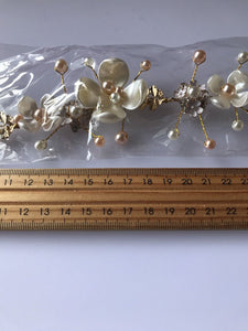 Women wedding Beige Daisy Flower Girl gold leaf Hair Band Headband hairpiece