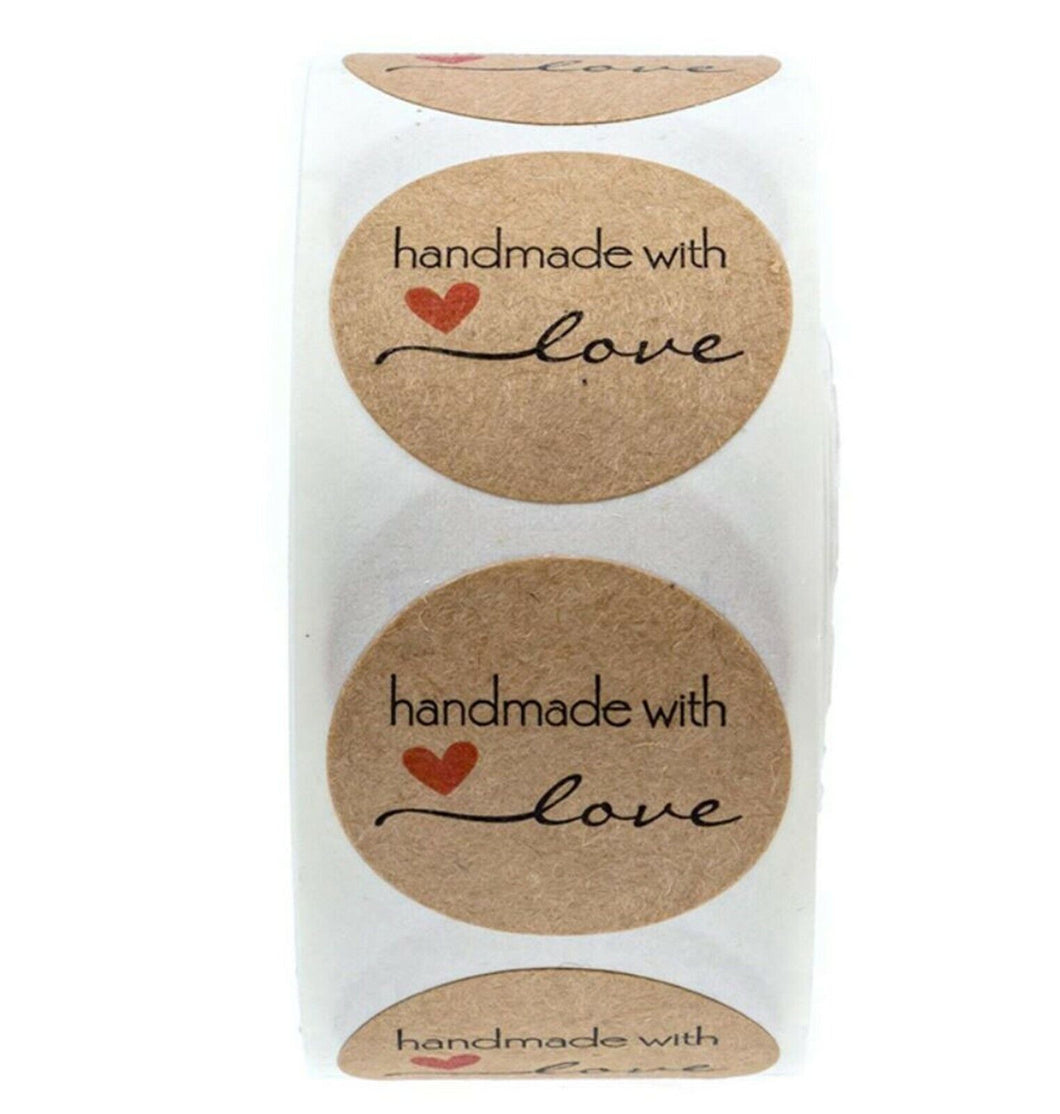 50x business Handmade With Love Heart DIY Gift Wrap Pack Craft Sticker Label