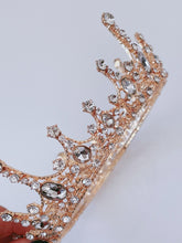 Gold Crystal Bridal Tiara – Round Proper Rhinestone Crown for Weddings & Proms