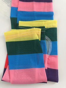 Women Girls Party Rainbow colorful Stripe Long Arm Driving Fingerless Gloves