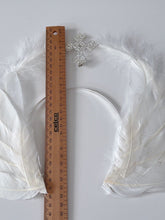 Women White Feather Cross Gothic Halo Hair Hoop Headband Crown Tiara Fascinator