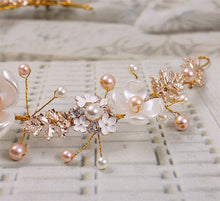 Women wedding Beige Daisy Flower Girl gold leaf Hair Band Headband hairpiece