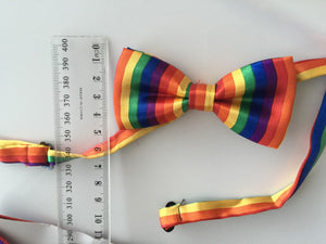 Kid Child Baby Costume Party Rainbow Colorful Stripe Brace Suspender bowtie set