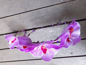 Women Purple Orchid Flower Girl Fairy Hair Headband Crown Garland+ bracelet